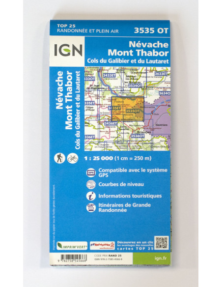 CARTE IGN N° 3535OT - NEVACHE MONT THABOR