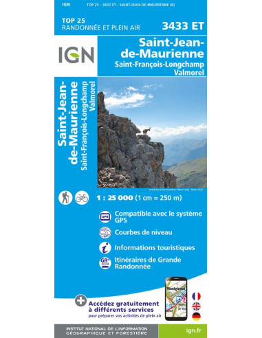 Carte IGN n° 3433ET St Jean de Maurienne