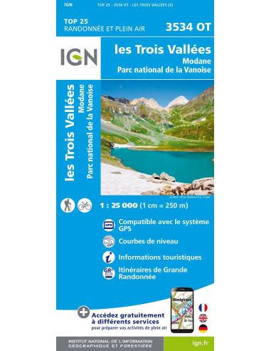 Carte IGN n° 3534OT 3 Vallées - Modane