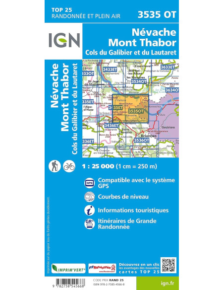 Carte IGN N° 3535OT Névache - Mont Thabor