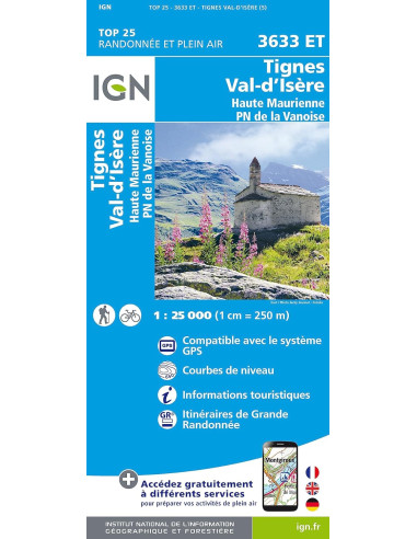 Carte IGN n° 3633ET Tignes - Val d'Isère
